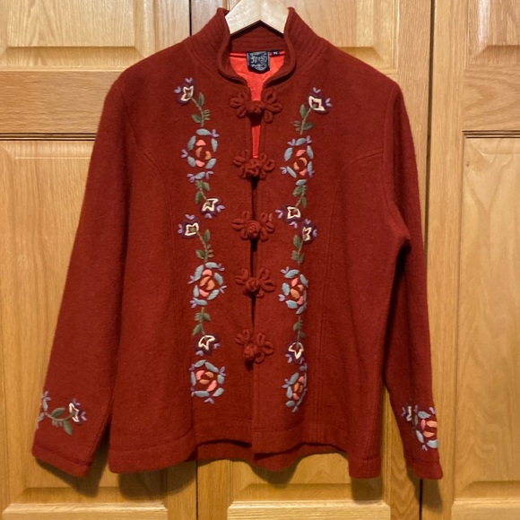 FRESH GROOVE Vintage Wool RUST EMBROIDERED JACKET medium - Picture 2 of 8